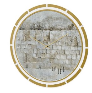 Picture of Lucite Wall Clock Leatherite Serene Kosel Design Gold 20"